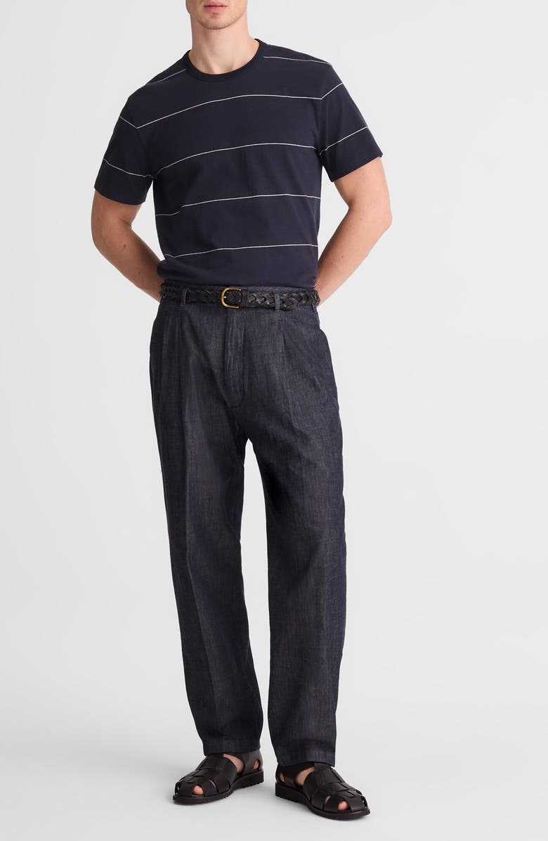 Madewell Double Pleated Denim Pants, Alternate, color, Indigo