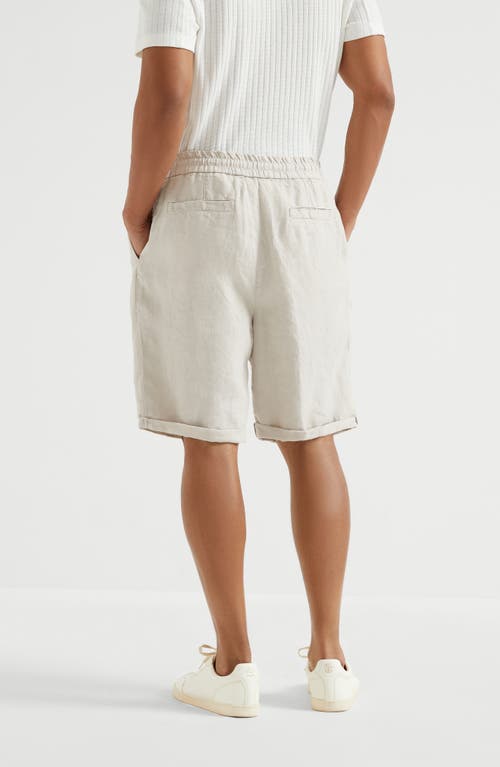 Brunello Cucinelli Linen Drawstring Bermuda Shorts In Yuta