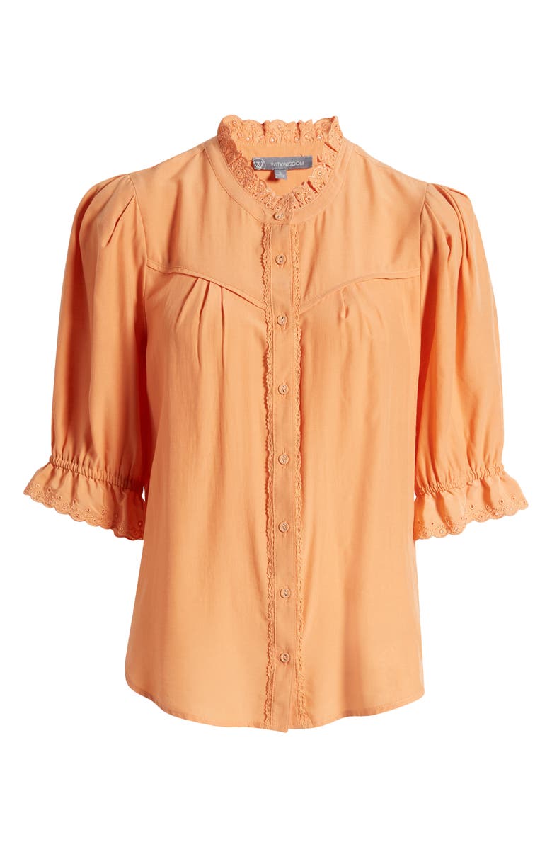 Wit & Wisdom Eyelet Accent Top, Alternate, color, Autumn Sunset