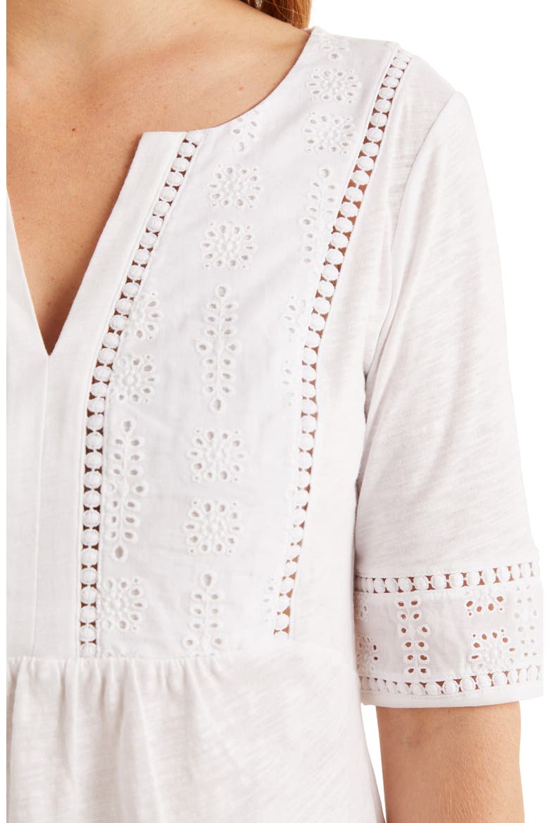 Margot Broderie Jersey Top, Alternate, color, WHITE
