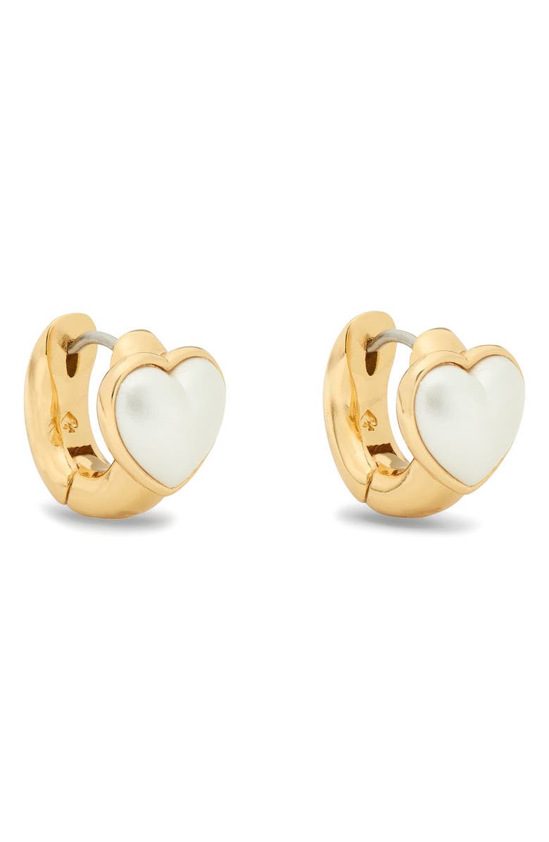 Kate Spade New York keep sparkling heart huggie hoop earrings, Main, color, Cream/ Gold
