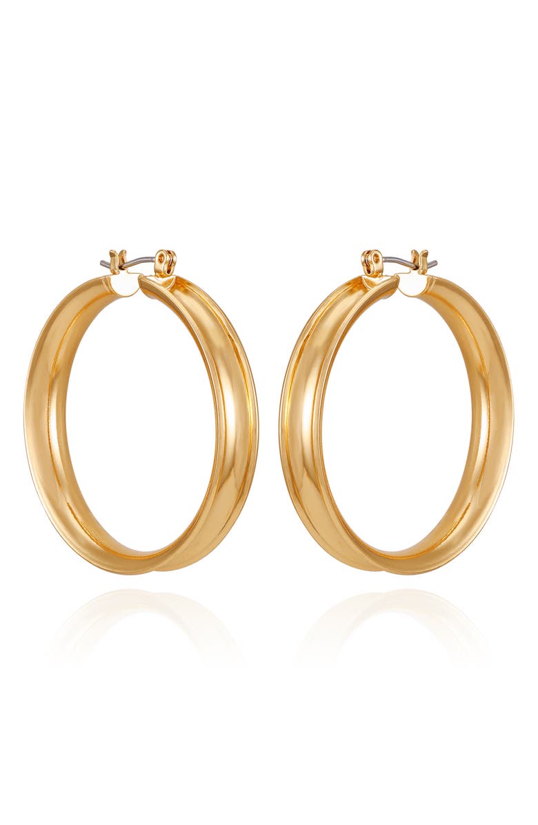 Vince Camuto Textured Hoop Earrings, Main, color, Goldtone2