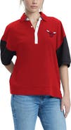 TOMMY JEANS Women's Tommy Jeans Red Chicago Bulls Taya Puff Sleeve Pique Polo Shirt