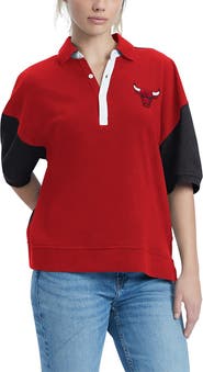 TOMMY JEANS Women's Tommy Jeans Red Chicago Bulls Taya Puff Sleeve Pique Polo Shirt