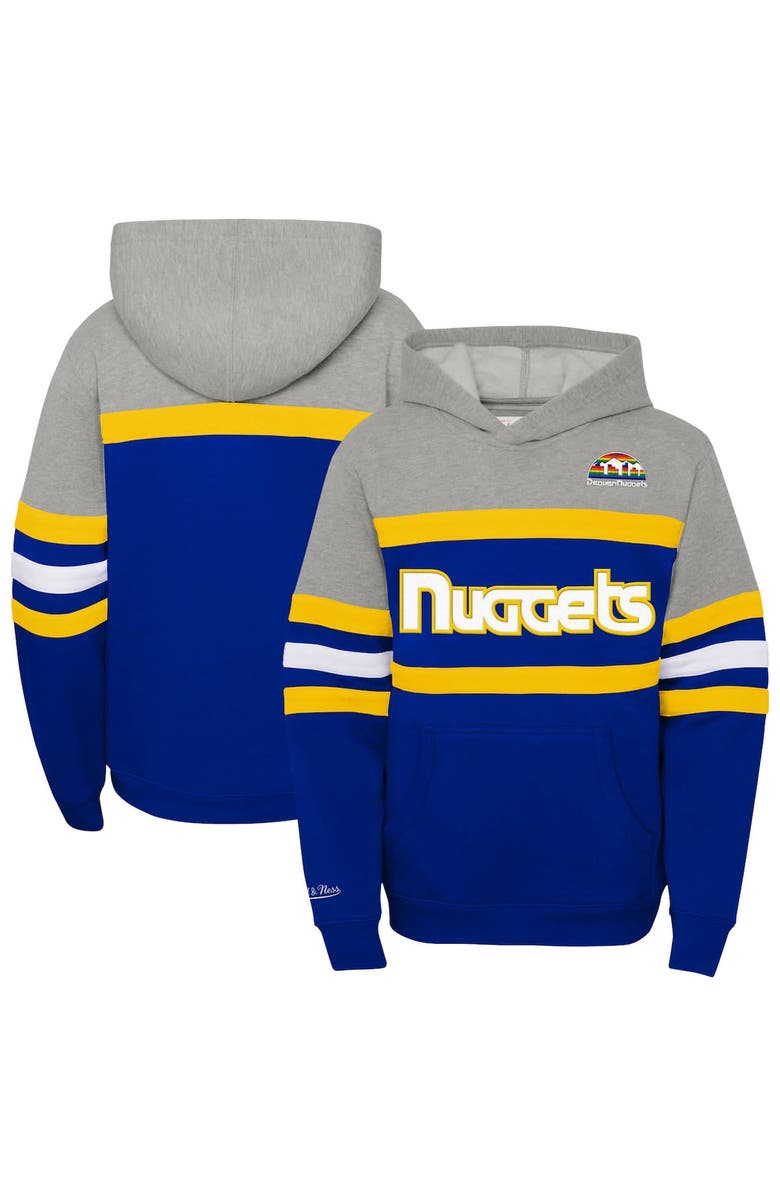 Mitchell & Ness Youth Mitchell & Ness Royal/Heather Gray Denver Nuggets Hardwood Classics Head Coach Pullover Hoodie, Alternate, color, Royal