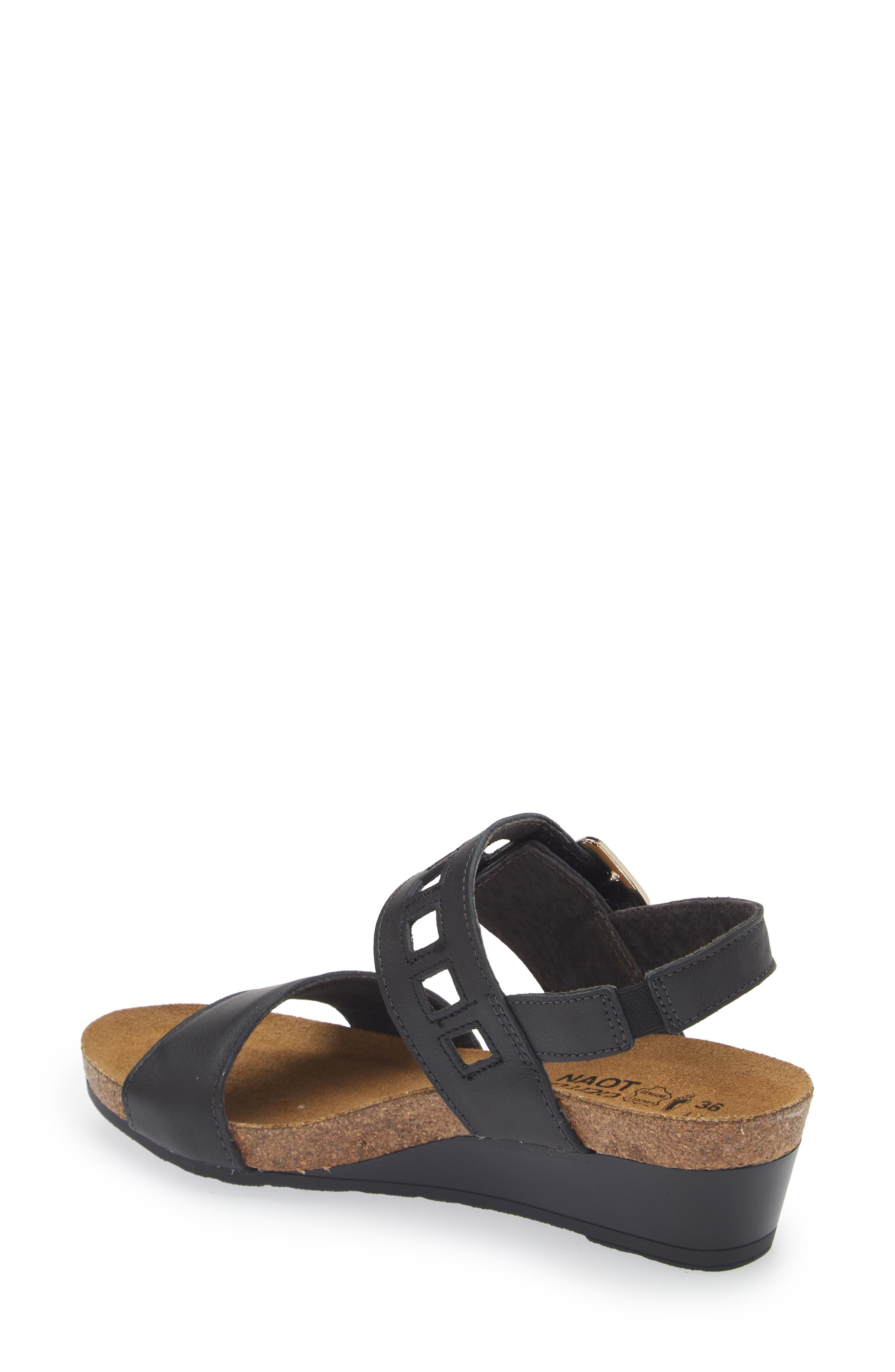 Naot Dynasty Wedge Sandal, Alternate, color, Jet Black Leather
