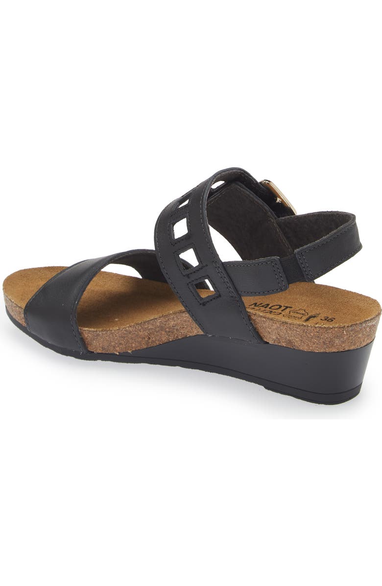 Naot Dynasty Wedge Sandal, Alternate, color, Jet Black Leather