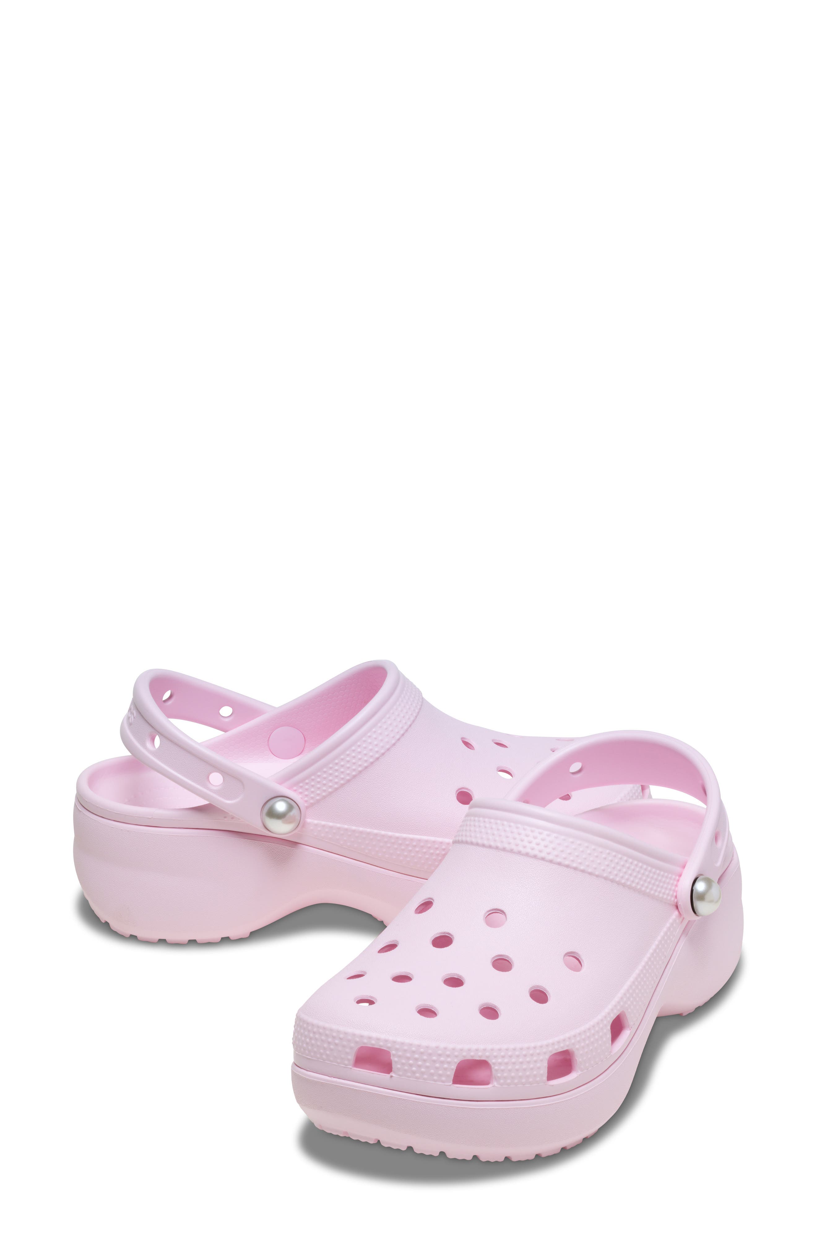 Faux Pearl Platform Clog, Alternate, color, PINK MILK