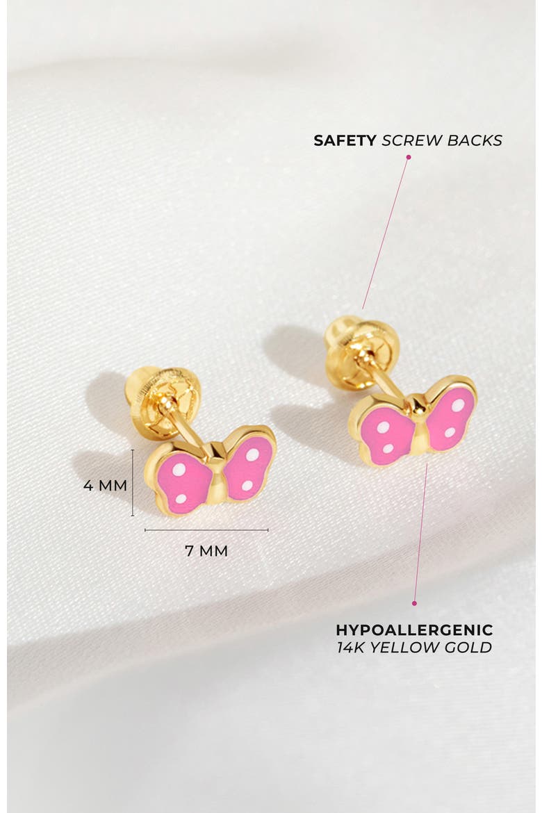14k Polka Dot Butterfly Earrings, Alternate, color, Pink