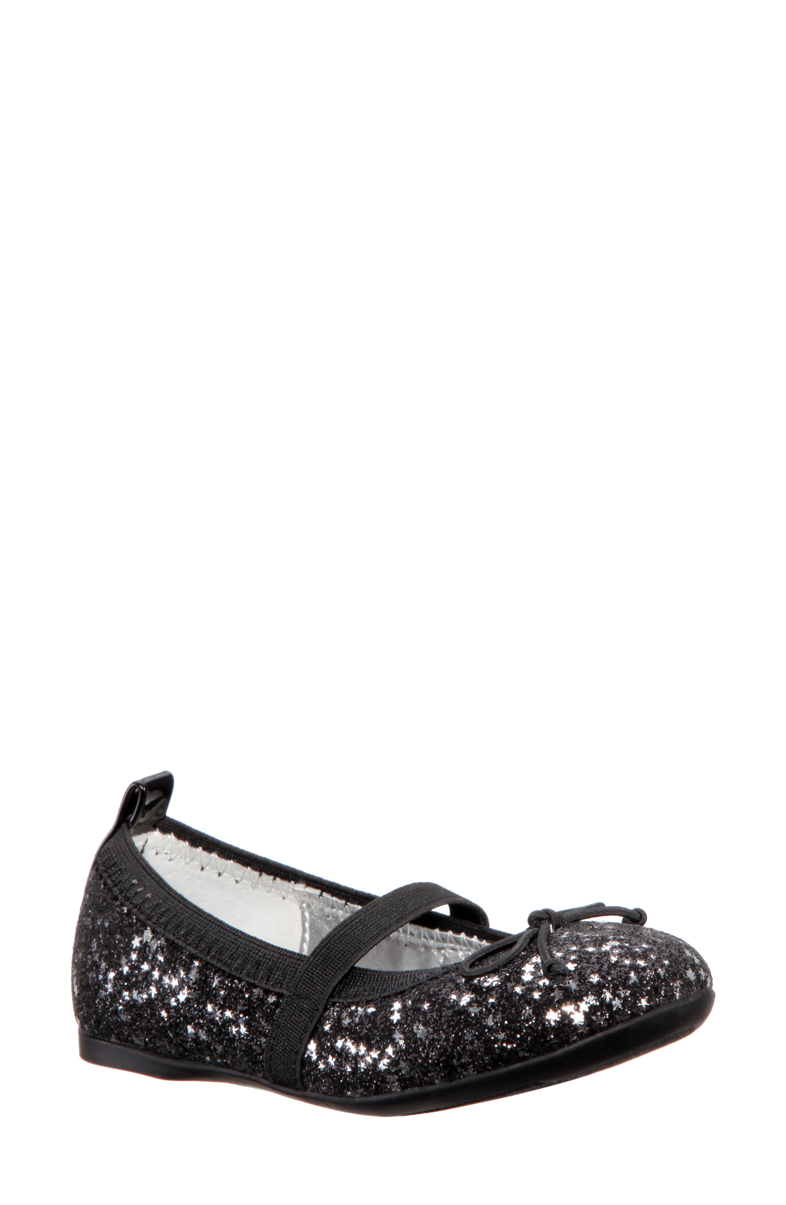 Esther Ballet Flat, Main, color, BLACK STAR BABY GLITTER
