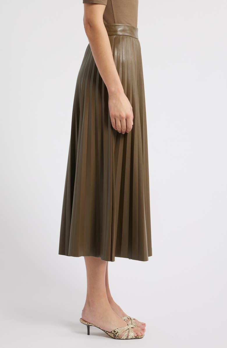 BOSS Vaplita Pleated Faux Leather Midi Skirt, Alternate, color, 