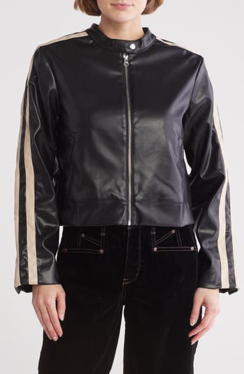 Democracy Faux Leather Biker Jacket In Black
