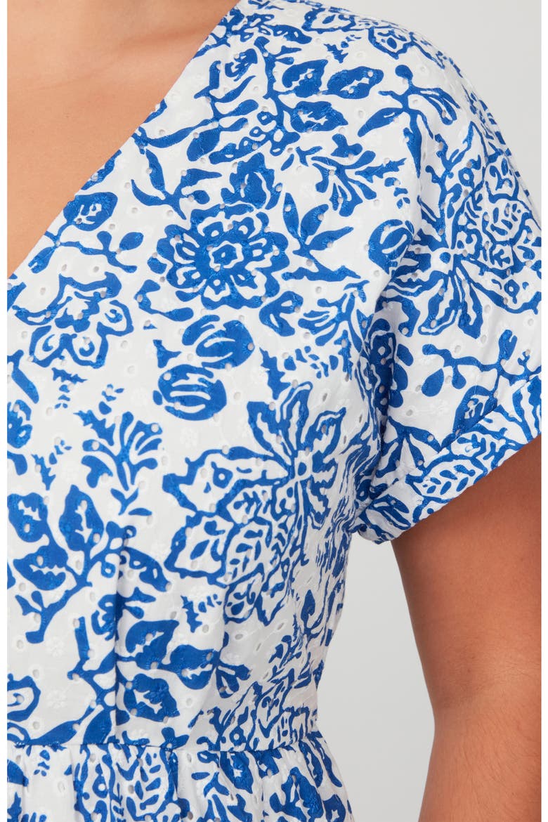 Cote Dazur Embroidered Midi Dress, Alternate, color, MILK/ AZURE