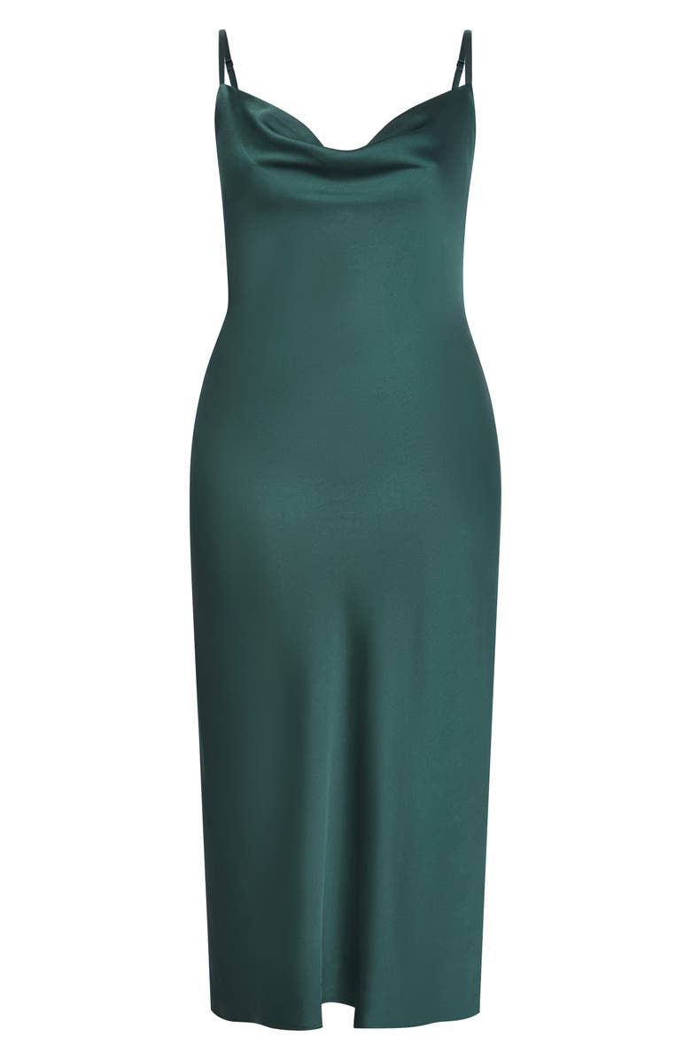 City Chic Satin Slipdress, Alternate, color, Forest