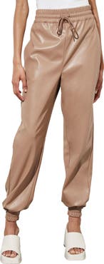 Ming Wang Faux Leather Joggers