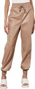 Ming Wang Faux Leather Joggers