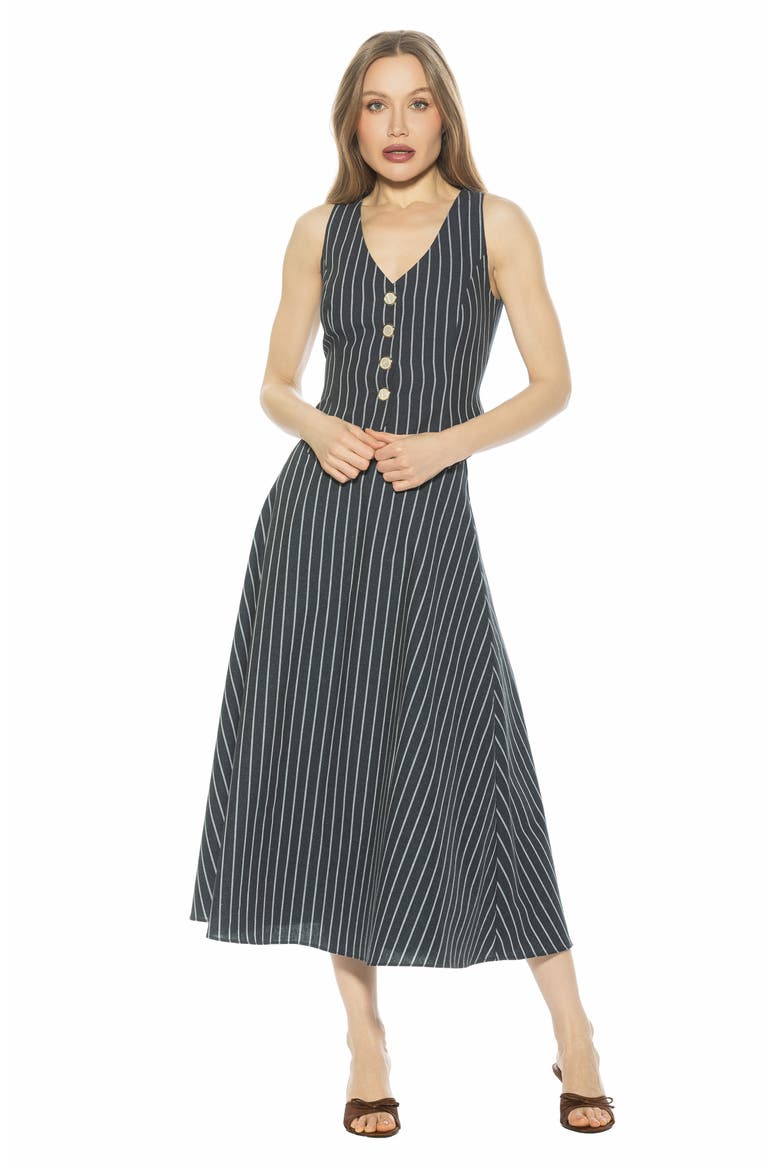 Liliana Button Front Vest, Alternate, color, NAVY STRIPE
