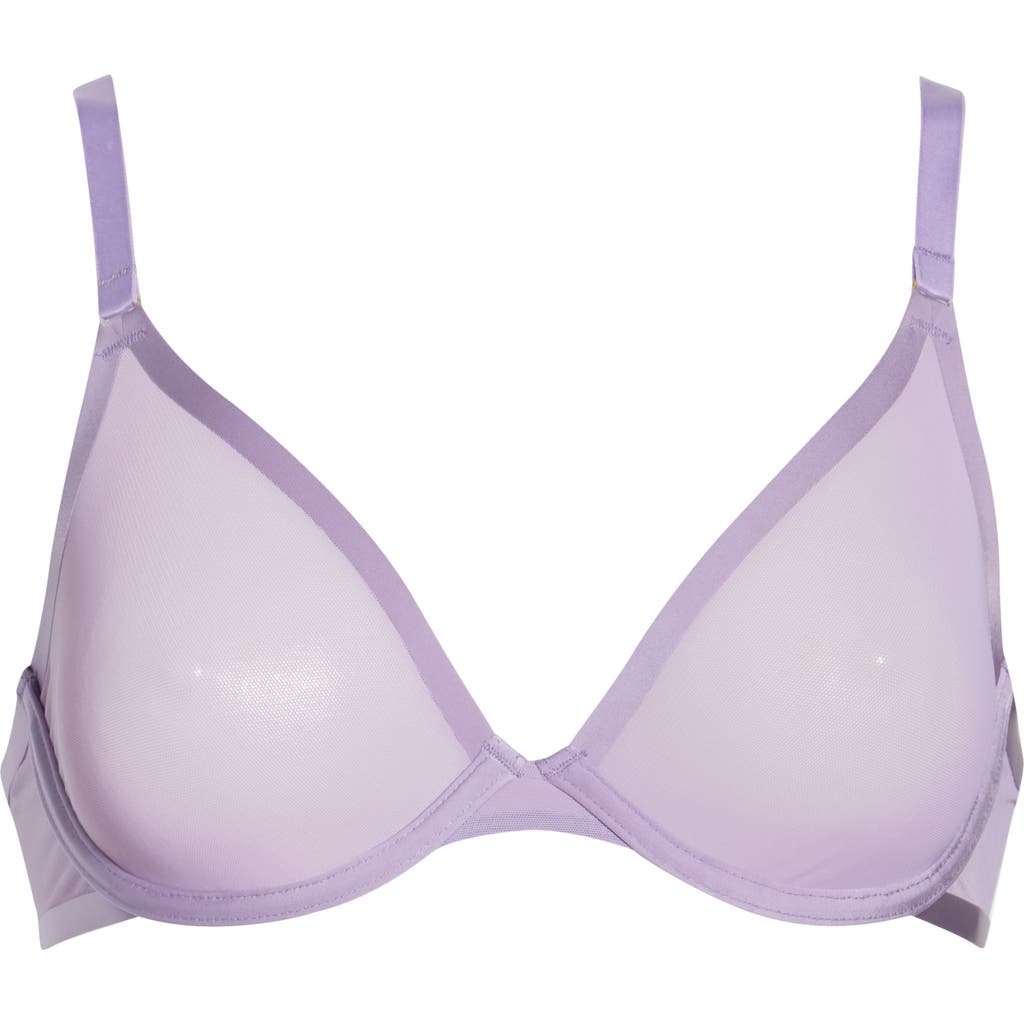 Cuup The Plunge Underwire Mesh Bra In Purple