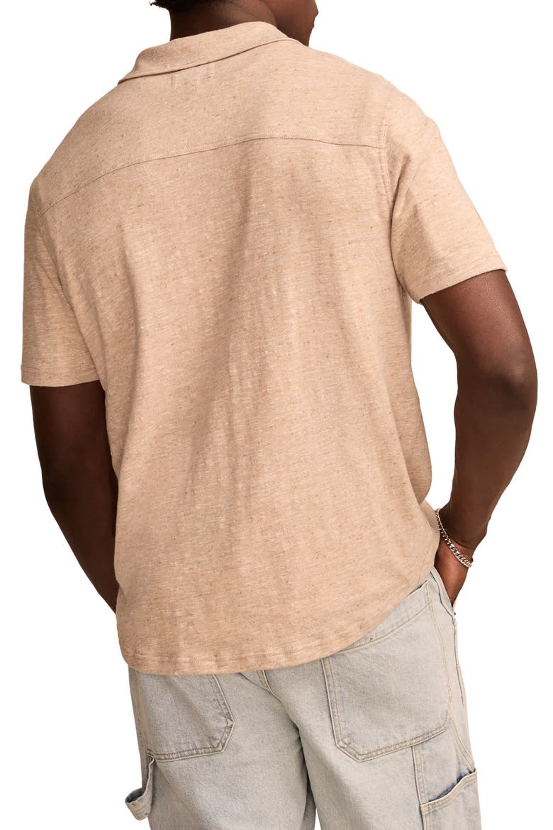 Short Sleeve Marled Linen Button-Up Shirt, Alternate, color, PLAZA TAUPE