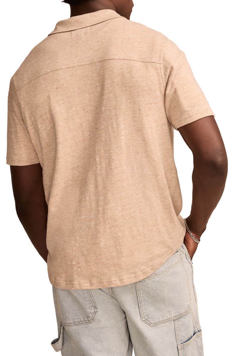 Lucky Brand Short Sleeve Marled Linen Button-Up Shirt, Alternate, color, Plaza Taupe