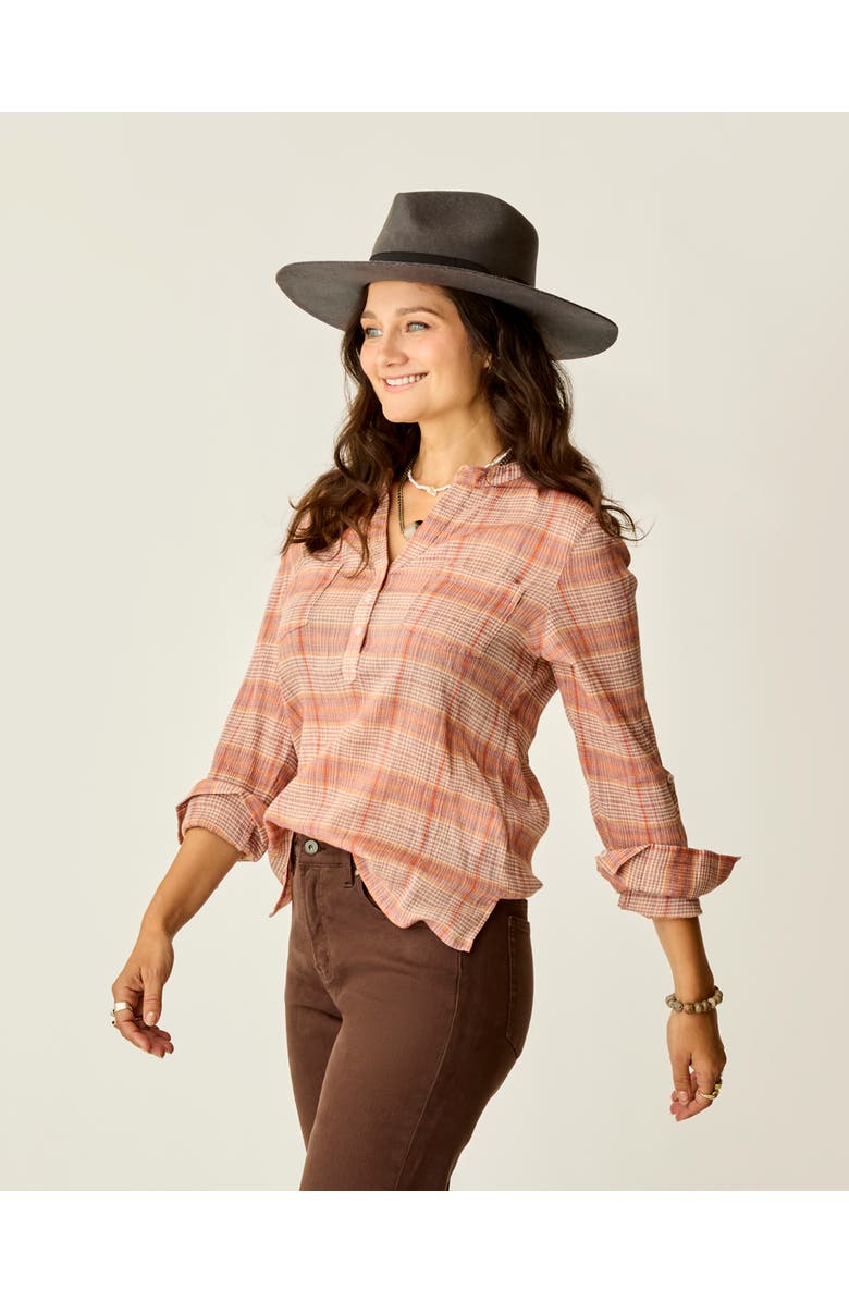 Carve Designs Dylan Gauze Shirt, Alternate, color, Rosewood Plaid