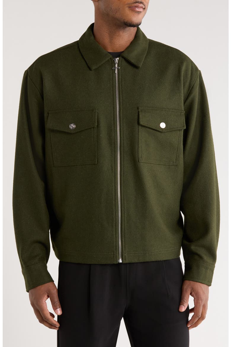 Trapani Wool Blend Zip-Up Jacket, Alternate, color, MILITARY