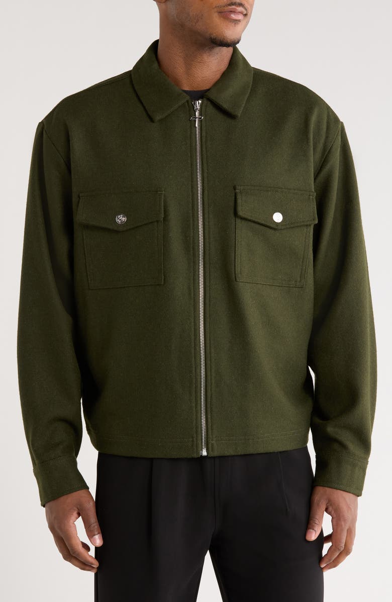 SANTO STUDIO Trapani Wool Blend Zip-Up Jacket, Alternate, color, Military