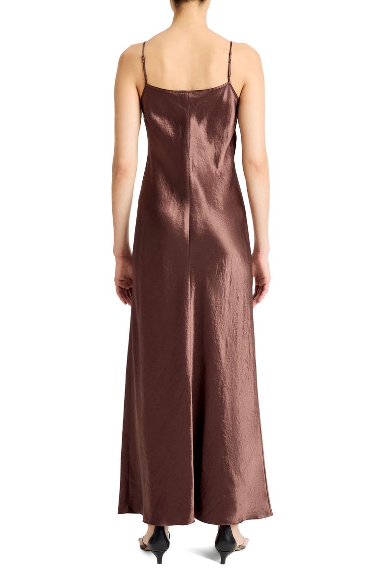 Hammered Satin Maxi Slipdress, Alternate, color, CHOCOLATE