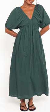 Petal & Pup Sullivan Puff Sleeve Cotton Maxi Dress