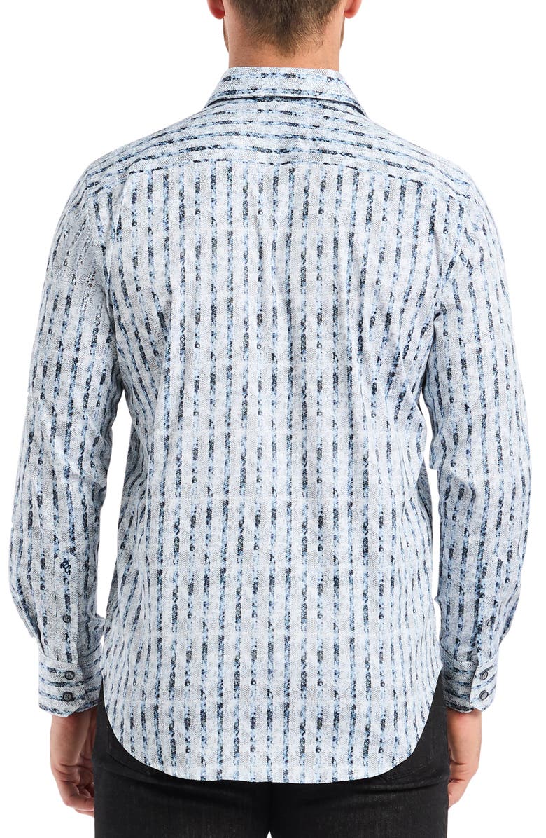 Robert Graham Wooster Stripe Stretch Cotton Button-Up Shirt, Alternate, color, White