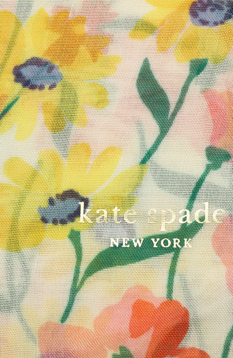 Kate Spade New York spring bouquet oblong scarf, Alternate, color, Black Cream