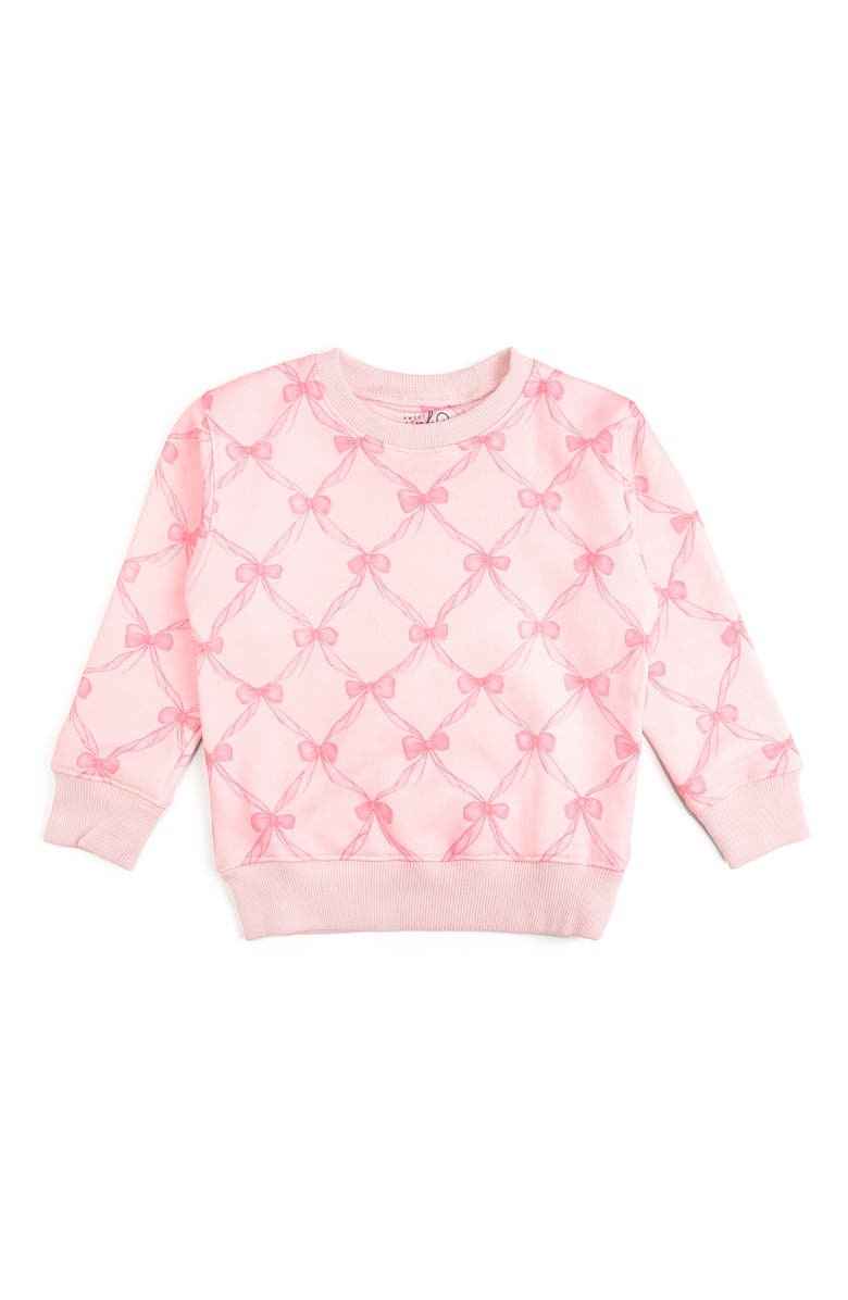 Sweet Wink Bow Trellis Sweatshirt, Main, color, Ballet Pink