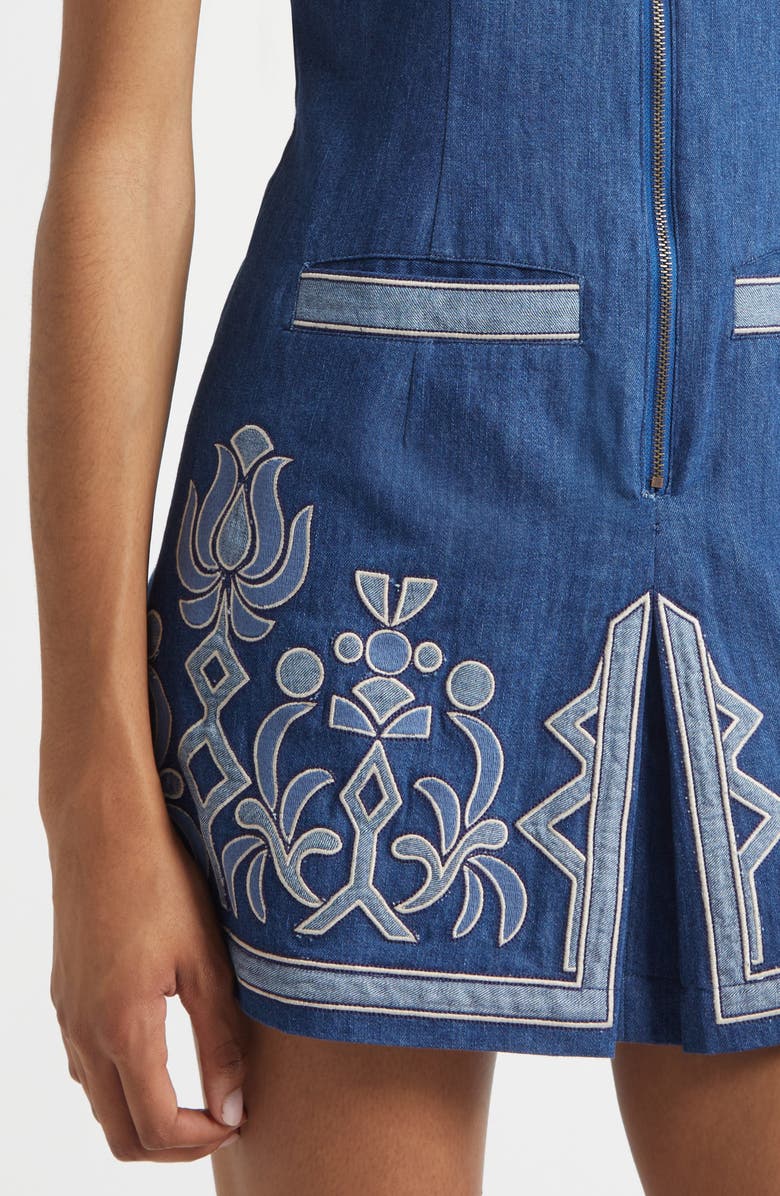 Ramy Brook Paulina Embroidered Sleeveless Denim Minidress, Alternate, color, 
