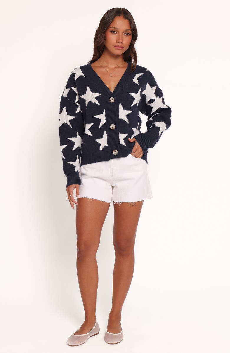 Petal & Pup Sailor Star Intarsia Cardigan, Alternate, color, Navy