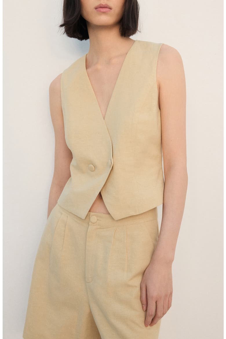 Double Breasted Vest, Main, color, MUSTARD