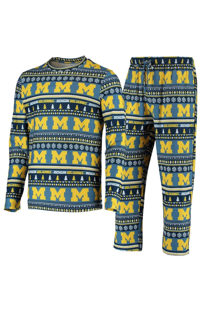 CONCEPTS SPORT Men's Concepts Sport Navy Michigan Wolverines Ugly Sweater Knit Long Sleeve Top and Pant Set, Main, color, Navy