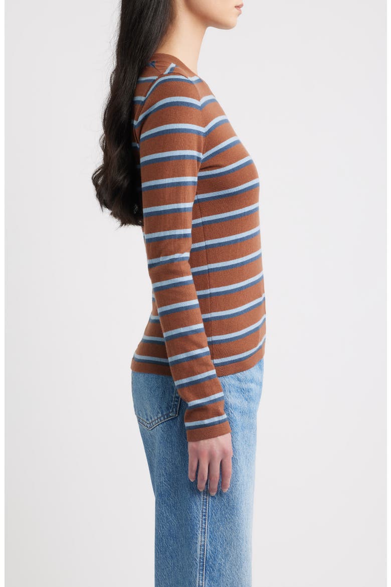 Davie Cotton & Cashmere Stripe Sweater, Alternate, color, MOCHA STRIPE