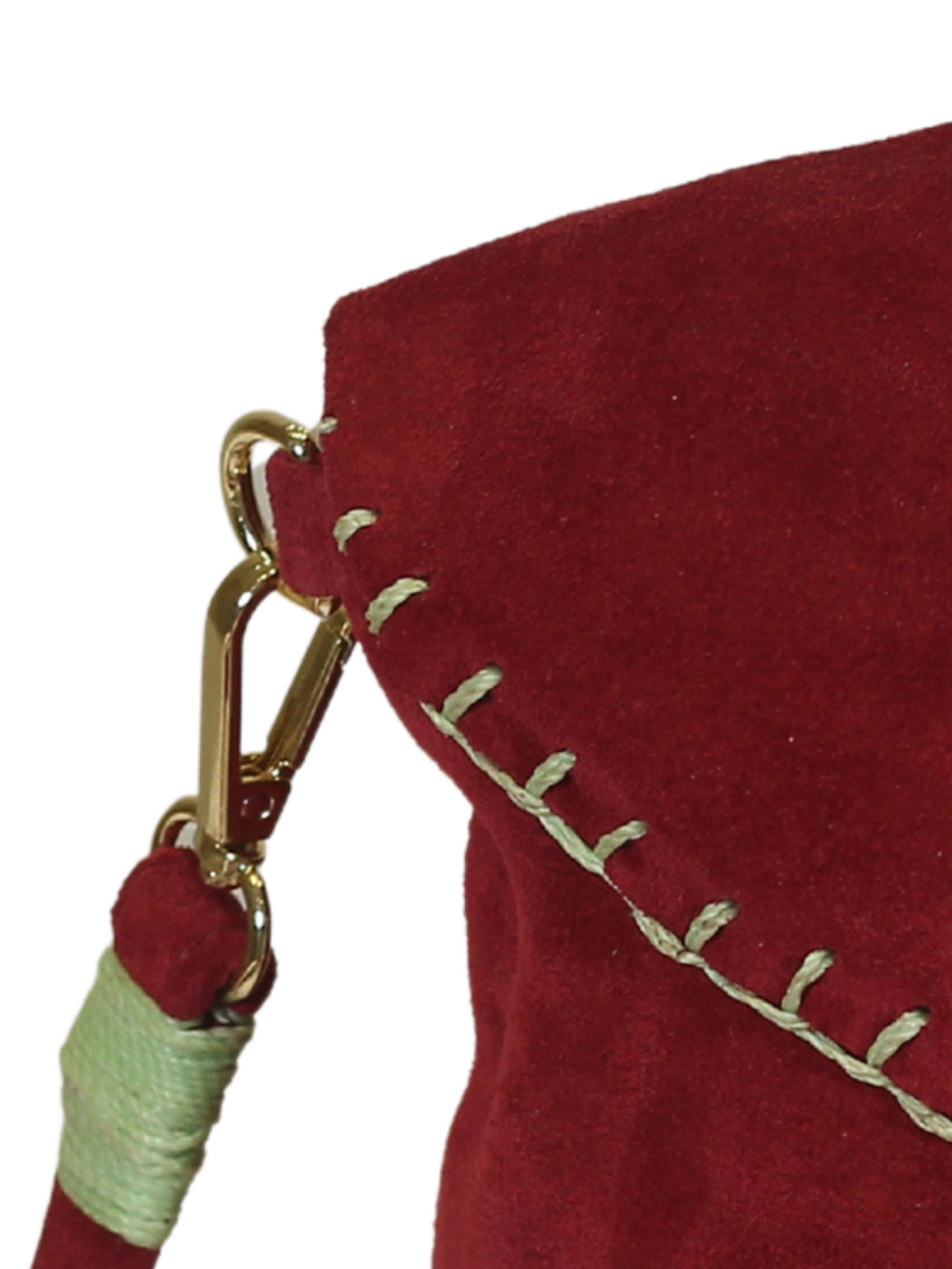 Carlos Falchi Medium Butterfly Suede Leather Bag, Alternate, color, Malbec