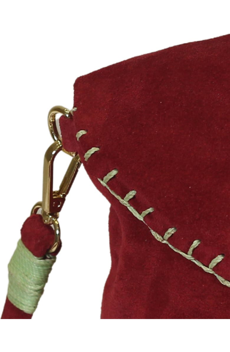 Carlos Falchi Medium Butterfly Suede Leather Bag, Alternate, color, Malbec