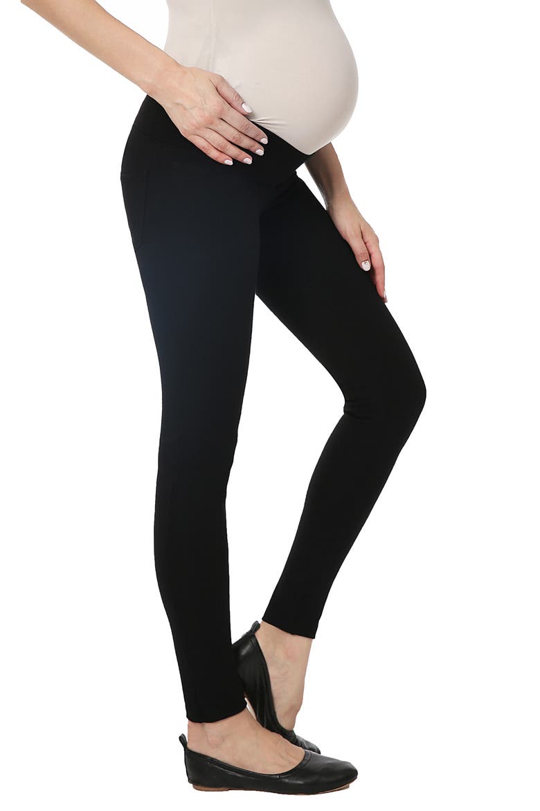 Brandi Under the Belly Maternity Leggings, Main, color, BLACK