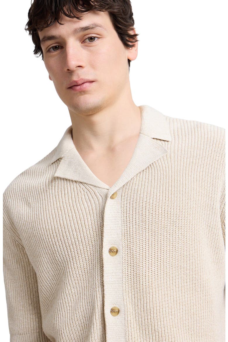 Silk Linen Camp Shirt, Alternate, color, Melange Taupe