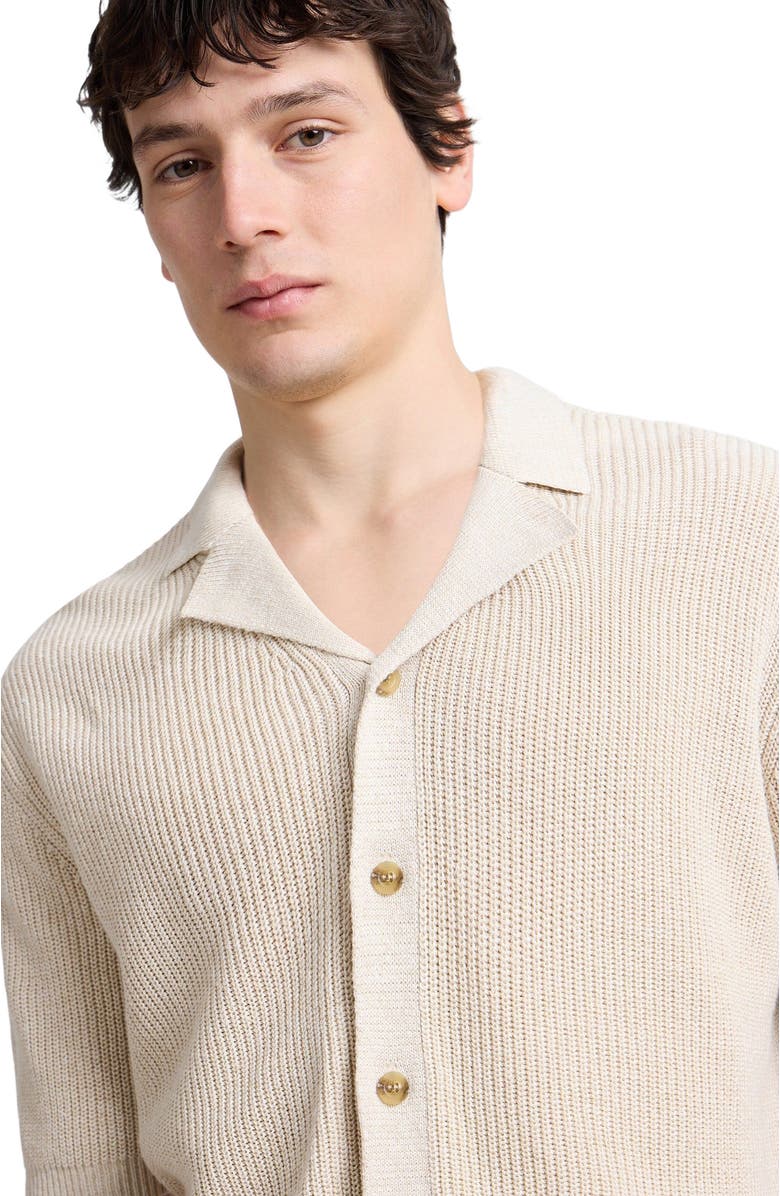 Onia Silk Linen Camp Shirt, Alternate, color, Melange Taupe