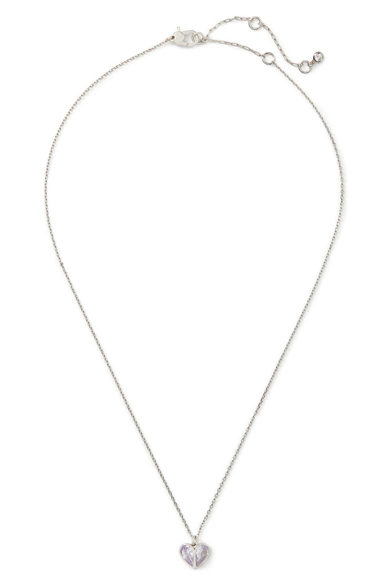 cubic zirconia heart pendant necklace, Alternate, color, LIGHT AMETHYST/ SILVER