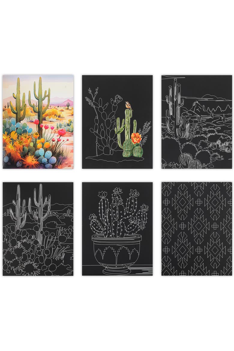 Scratch Art Paper Pad Cactus, Alternate, color, Multicolored