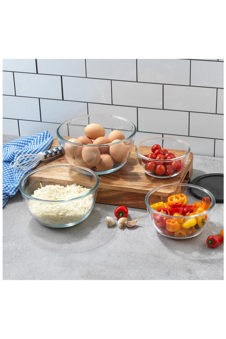 Set of 4 Thick Glass Mixing Bowls with Airtight Lids, Alternate, color, BLACK