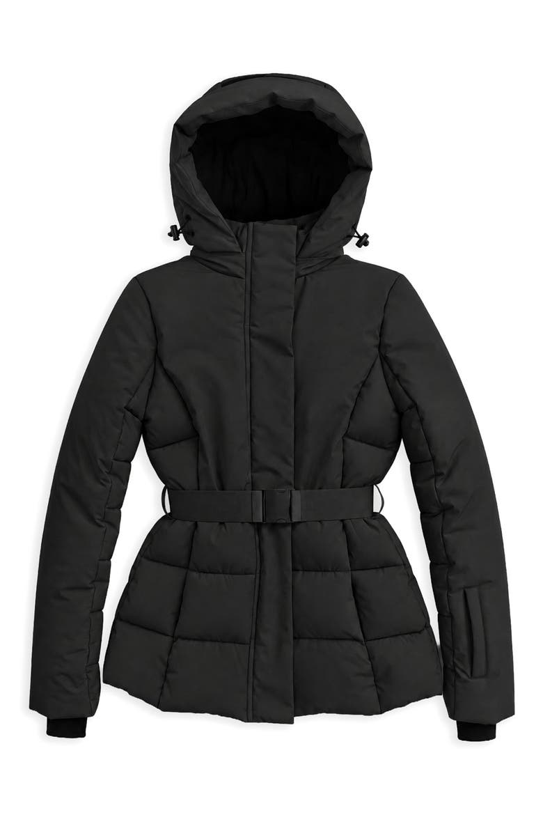Blanca Hooded Belted Puffer Coat, Alternate, color, BLACK