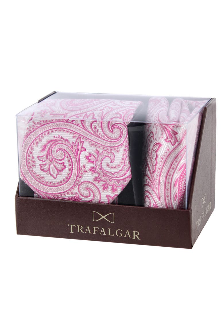 Sobee Paisley Silk Necktie and Pocket Square, Alternate, color, Pink