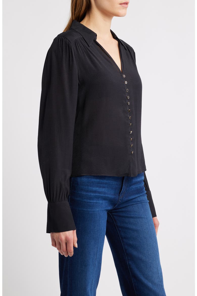 Camu Jacquard Button-Up Shirt, Alternate, color, BLACK