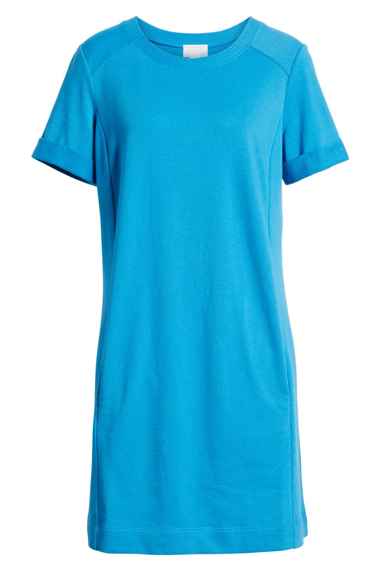 Short Sleeve Cotton Blend Dress, Alternate, color, BLUE EUROPE