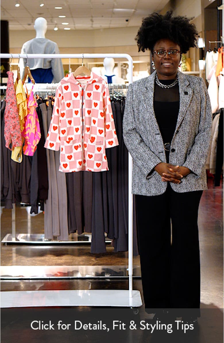 Kids' Heart Check Print Terry Hooded Cover-Up Dress, sales video thumbnail